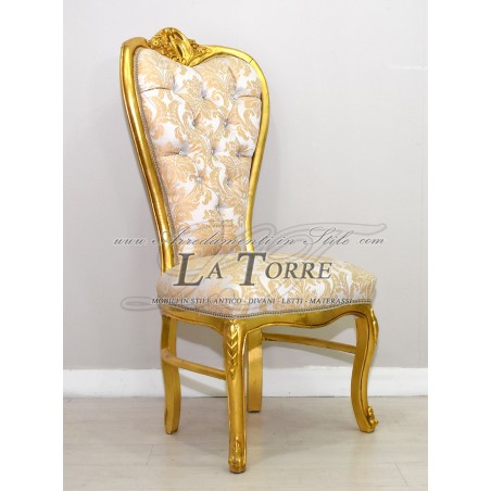 Poltrona trono Luigi XV barocco sedia Love h135 oro damasco gigliato AL08
