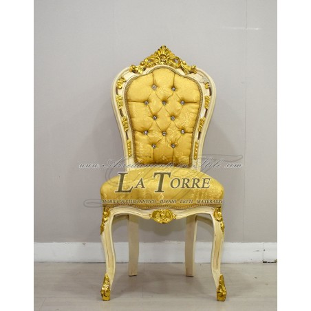Sedia Poltrona Still Luigi XV Barocco Impero avorio e oro  AL1826