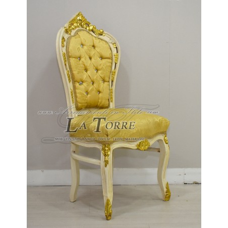 Still Louis XV Baroque Empire Armchair Chair in Ivory and Gold AL1826