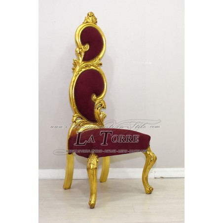 Barocker Thronsessel Flammenstuhl H170 Gold Burgunder Samt AR7174