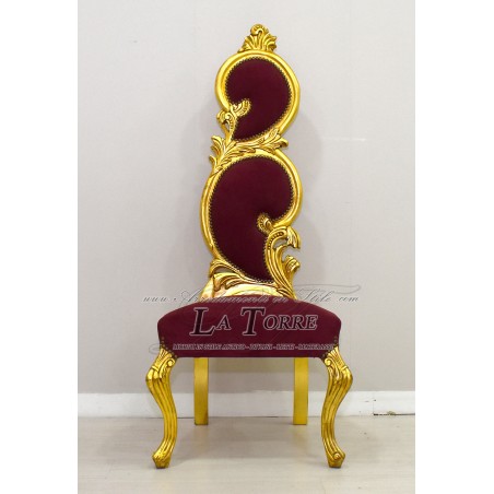 Barocker Thronsessel Flammenstuhl H170 Gold Burgunder Samt AR7174
