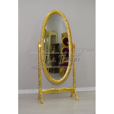 Specchiera da terra ballerina basculante intagliata Luigi XV barocco oro AL1557