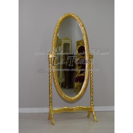Specchiera da terra ballerina basculante intagliata Luigi XV barocco oro AL1557