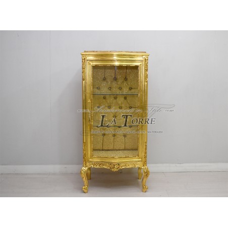 Louis XV glass cabinet baroque Gold Swarovski Damask fabric AL2783