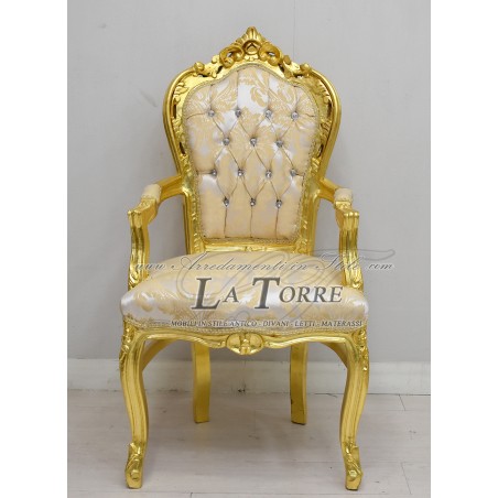 Still Louis XV Baroque Empire Gold Damast Stoffsessel AL2729