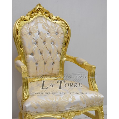 Still Louis XV Baroque Empire Gold Damast Stoffsessel AL2729
