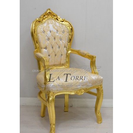 Still Louis XV Baroque Empire Gold Damast Stoffsessel AL2729