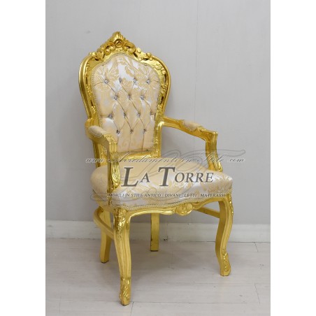 Still Louis XV Baroque Empire Gold Damast Stoffsessel AL2729