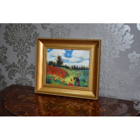Quadro antico Dipinto ad olio Claude Monet riproduzione campo di papaveri