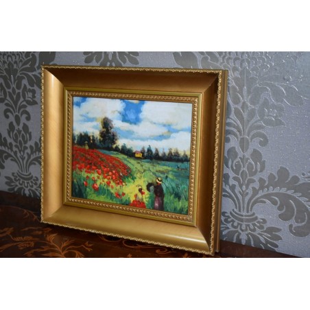 Quadro antico Dipinto ad olio Claude Monet riproduzione campo di papaveri