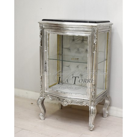 Louis XV Barock-Glasvitrine mit weißem Kunstleder Swarovski AL3337