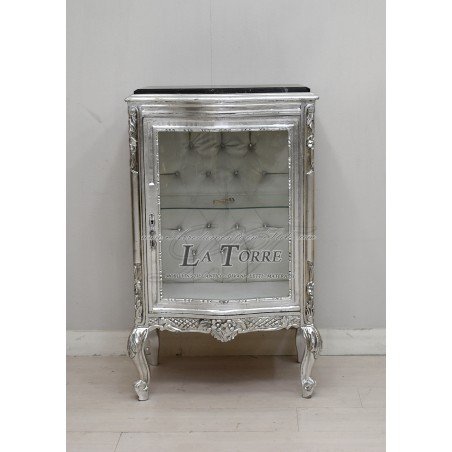 Louis XV Barock-Glasvitrine mit weißem Kunstleder Swarovski AL3337