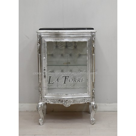 Louis XV Barock-Glasvitrine mit weißem Kunstleder Swarovski AL3337