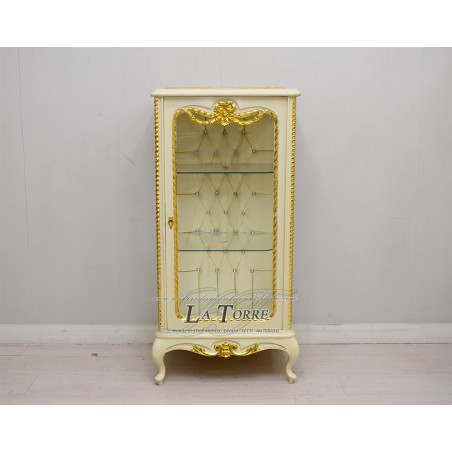 Louis XV baroque ivory crystal display case in Swarovski champagne eco-leather AL5156