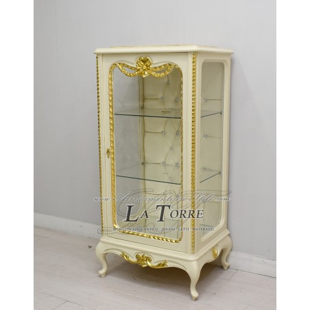 Louis XV baroque ivory crystal display case in Swarovski champagne eco-leather AL5156