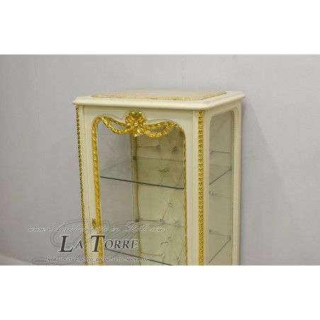 Louis XV baroque ivory crystal display case in Swarovski champagne eco-leather AL5156