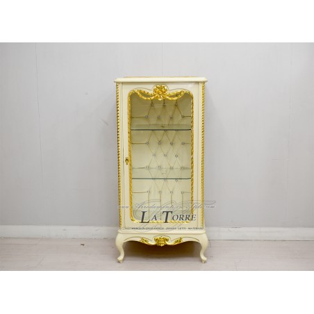 Louis XV baroque ivory crystal display case in Swarovski champagne eco-leather AL5156