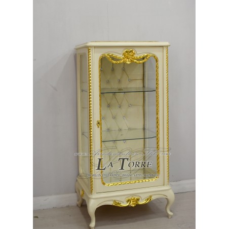 Louis XV baroque ivory crystal display case in Swarovski champagne eco-leather AL5156