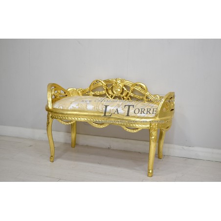 Dormeuse panca ovale divano  panchetta 100 cm  oro tessuto damascato giglio AL3640
