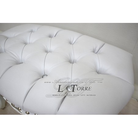Set Poufs im Louis-XV-Barockstil aus weißem Kunstleder Swarovski AL7778