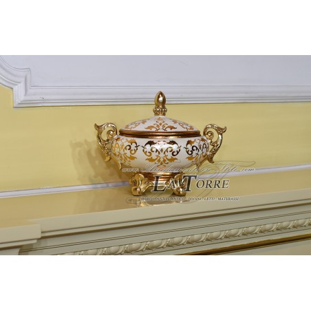 Chocolates holder casket centerpiece ceramic ivory gold ornament DS21