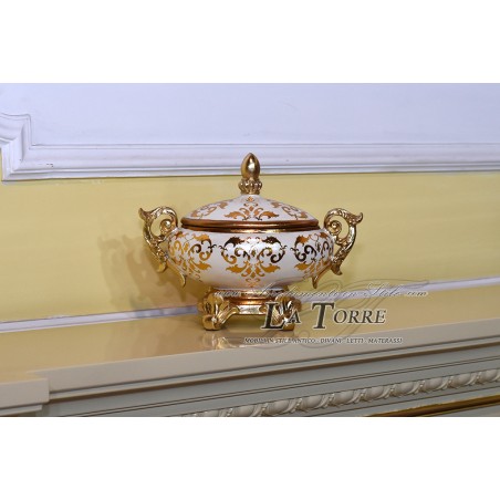 Chocolates holder casket centerpiece ceramic ivory gold ornament DS21
