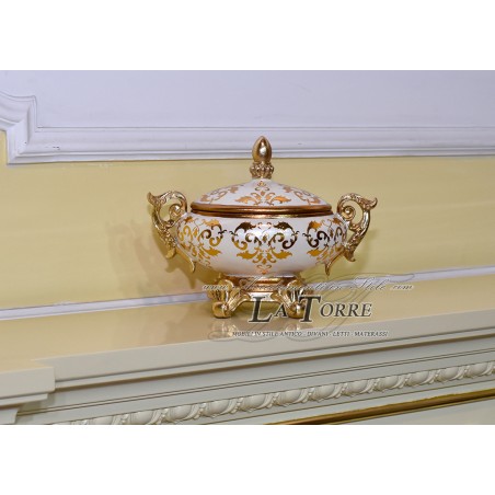 Chocolates holder casket centerpiece ceramic ivory gold ornament DS21