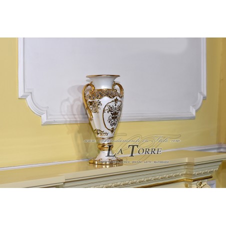 Cup amphora with ivory ceramic handles gold vase ornament DS01