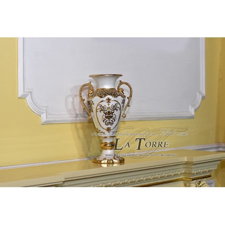 Cup amphora with ivory ceramic handles gold vase ornament DS01