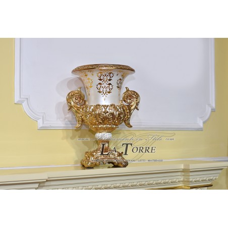 Amphora ceramic cup ivory centerpiece vase crater medium gold ornament DS13