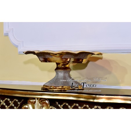 Handbemaltes Porzellantablett, Konfettihalter, goldenes Tischgesteck, Ornament, Po02