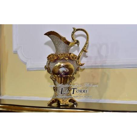Porcellana dipinta a mano Vaso anfora Brocca coppa con manici oro Po06