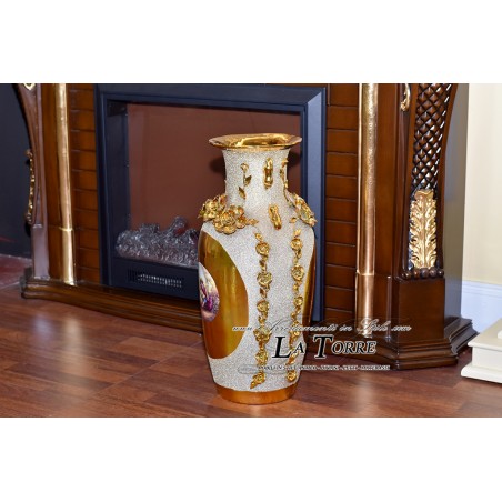 Hand-painted porcelain Swarovski Amphora vase Gold cup flower holder Po13