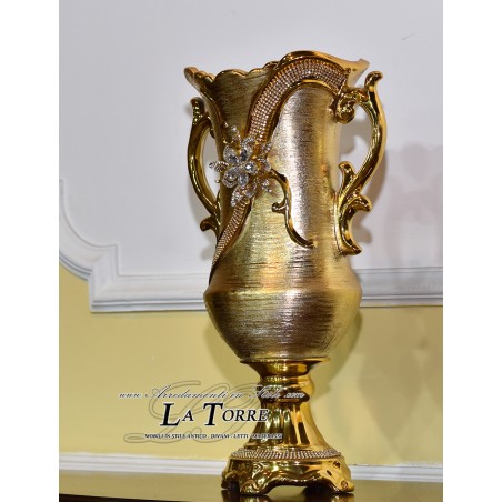 Swarovski porcelain Amphora vase Flower holder cup with gold handles Po14