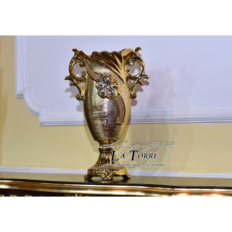 Swarovski Porzellan-Amphore Vase Blumenhalter Becher mit goldenen Henkeln Po15