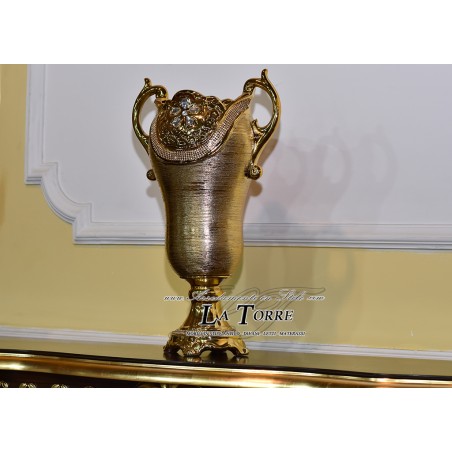 Swarovski Porzellan-Amphore Vase Blumenhalter Becher mit goldenen Henkeln Po16
