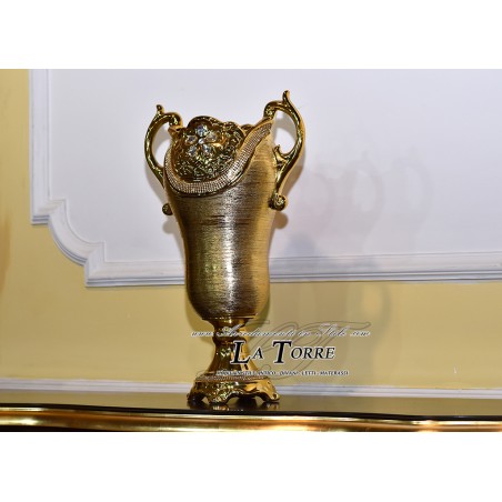 Swarovski porcelain Amphora vase Flower holder cup with gold handles Po16