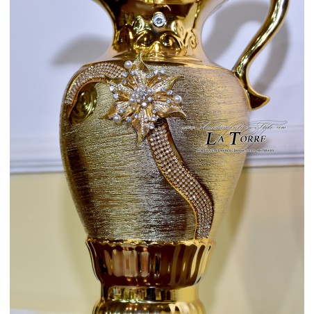 Porcellana Swarovski Vaso anfora Portafiori brocca con manici oro Po17
