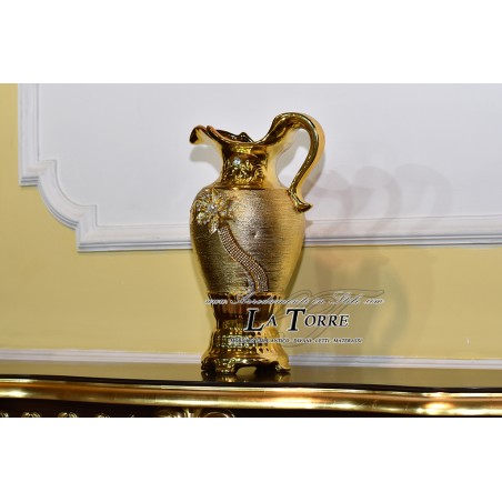 Swarovski Porzellan-Amphore Vase Blumenhalter Krug mit goldenen Griffen Po17