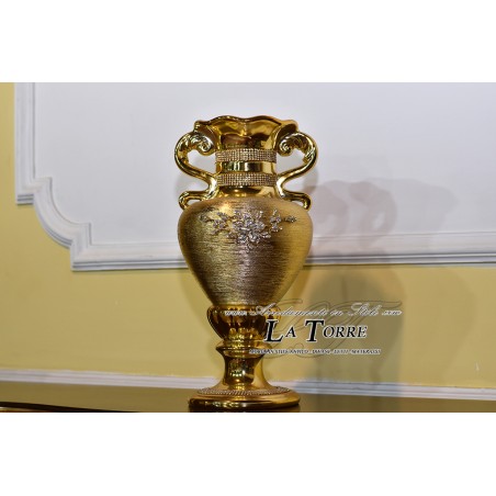Swarovski Porzellan-Amphore Vase Blumenhalter Becher mit goldenen Henkeln Po18