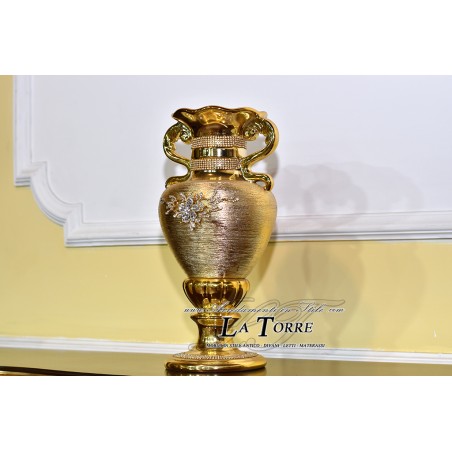 Swarovski Porzellan-Amphore Vase Blumenhalter Becher mit goldenen Henkeln Po18