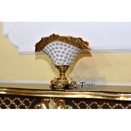 Porcelain potiche sugared almonds holder white gold swarovski centerpiece ZO02