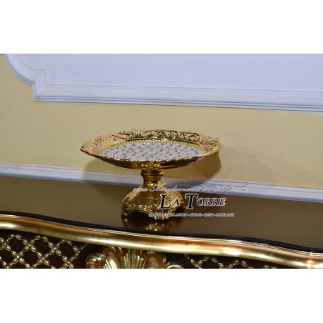 Porcelain sugared almond holder tray backsplash centerpiece white gold Z04