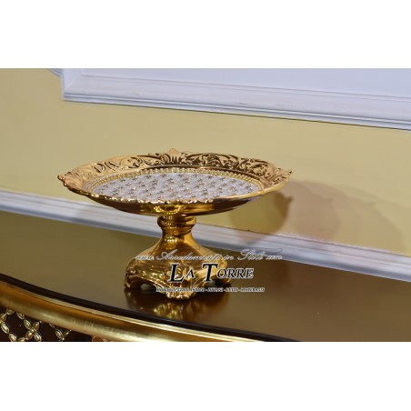 Porcelain sugared almond holder tray backsplash centerpiece white gold Z04