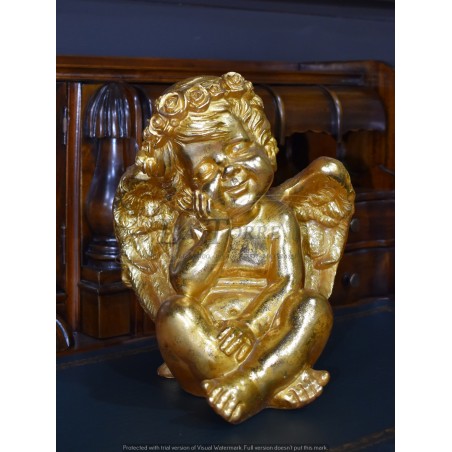 Antike barocke Engelsstatue, vergoldeter Cherub, Ornament, Heimdekoration R11