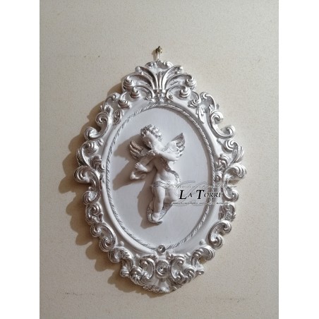 Quadretto quadro capezzale capoletto barocco ceramica Puttino Angelo
