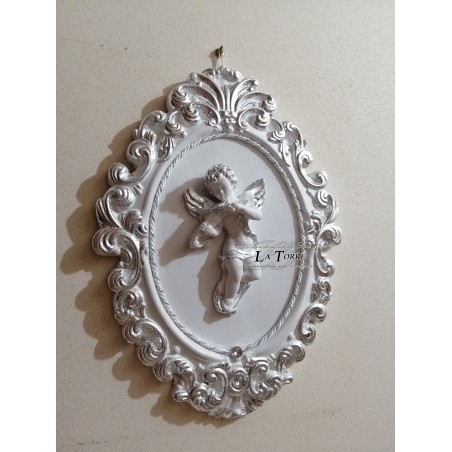 Quadretto quadro capezzale capoletto barocco ceramica Puttino Angelo