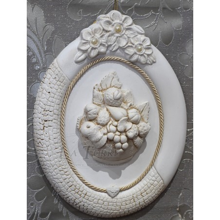 Oval picture baroque bedside plaster kitchen ceramic basket with fruit