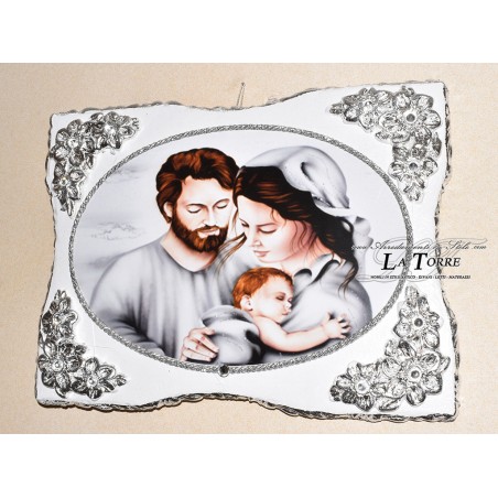 Quadretto quadro capezzale copoletto barocco ceramica Sacra Famiglia