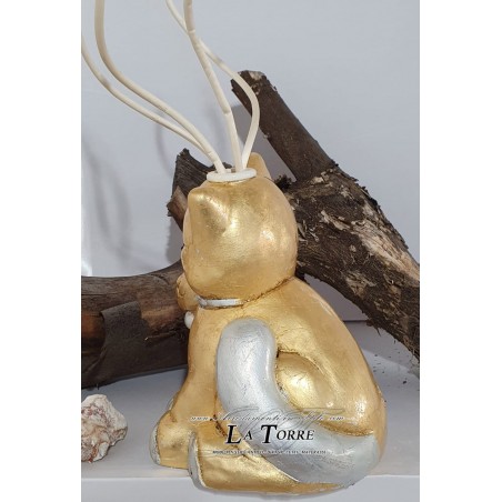 Statue perfumer couple of cats gold silver leaf ornament home decoration OG352